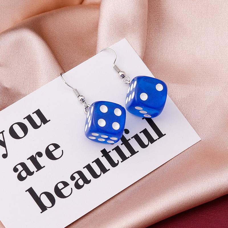 Ручная работа Мультяшные 3D Смоляные Кубики Серьги-подвески Кисточка Казино Конфетный цвет Личность Веселые Циркон для Женщин Женский Подарок
