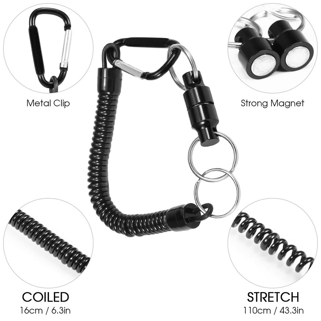 2 шт. Магнитный держатель для сетки, фиксатор, коннектор для подсачека с витым шнурком и карабином для нахлыстовой рыбалки