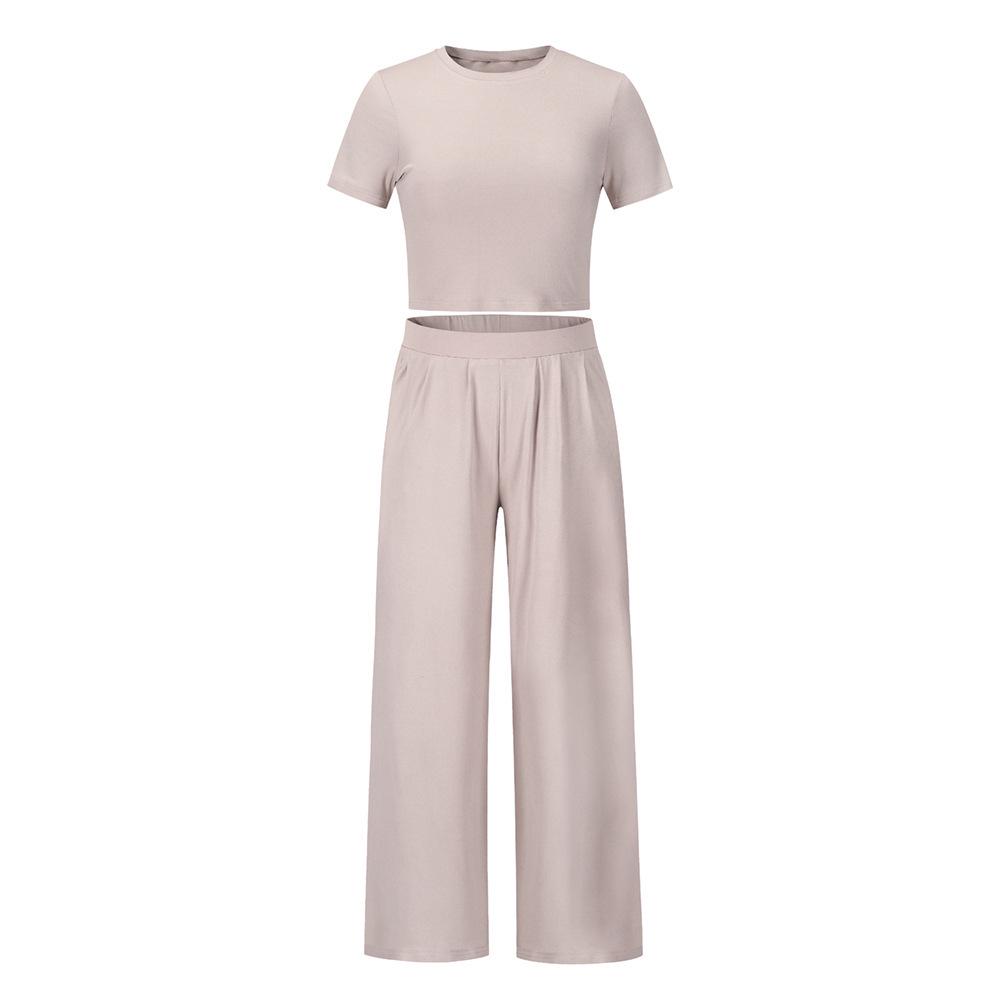 Plus Size Women's Spring/Summer 2026 Casual Suit: Short-Sleeve T-Shirt & Long Pants Two-Piece Set