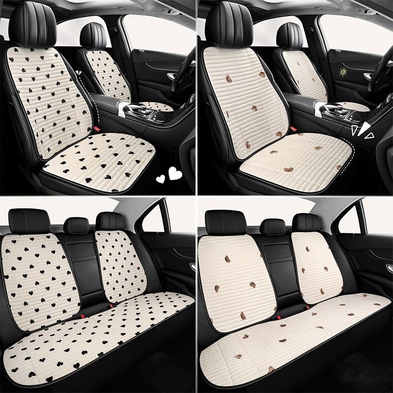 Новая мода с мультяшным медведем/любовным принтом, моющийся чехол на автомобильное сиденье, подушка, милый коврик для автомобильного сиденья, декор спинки, автомобильный Стайлинг, интерьер