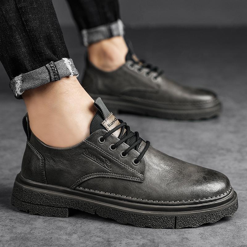 Повседневная кожаная обувь в британском стиле, деловая, черная, с мягкой подошвой, летняя, дышащая