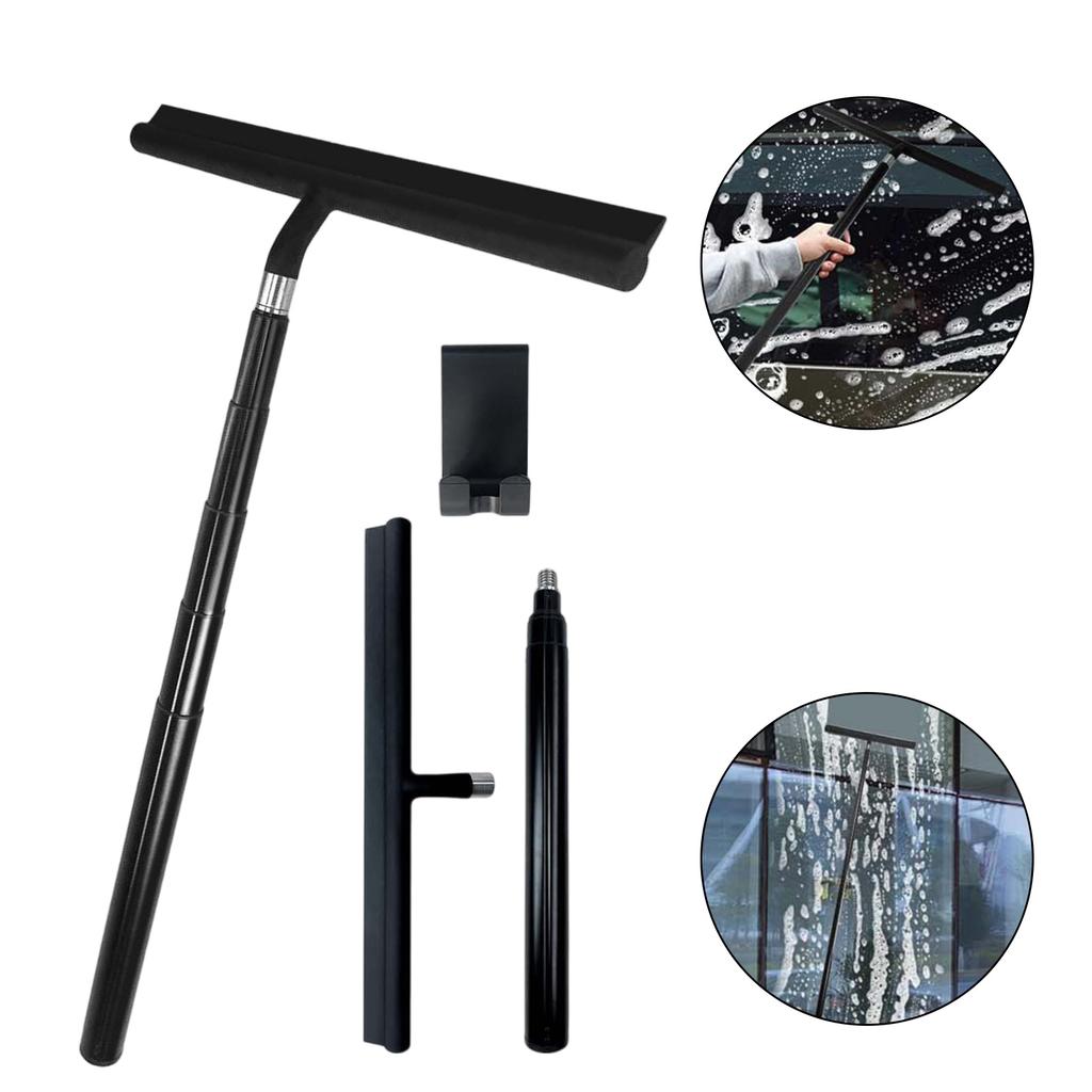 Expandable Bathroom Window Cleaner Steel Long Handle Shower Scraper with Nonslip Hook Multipurpose Surfaces Maintenance