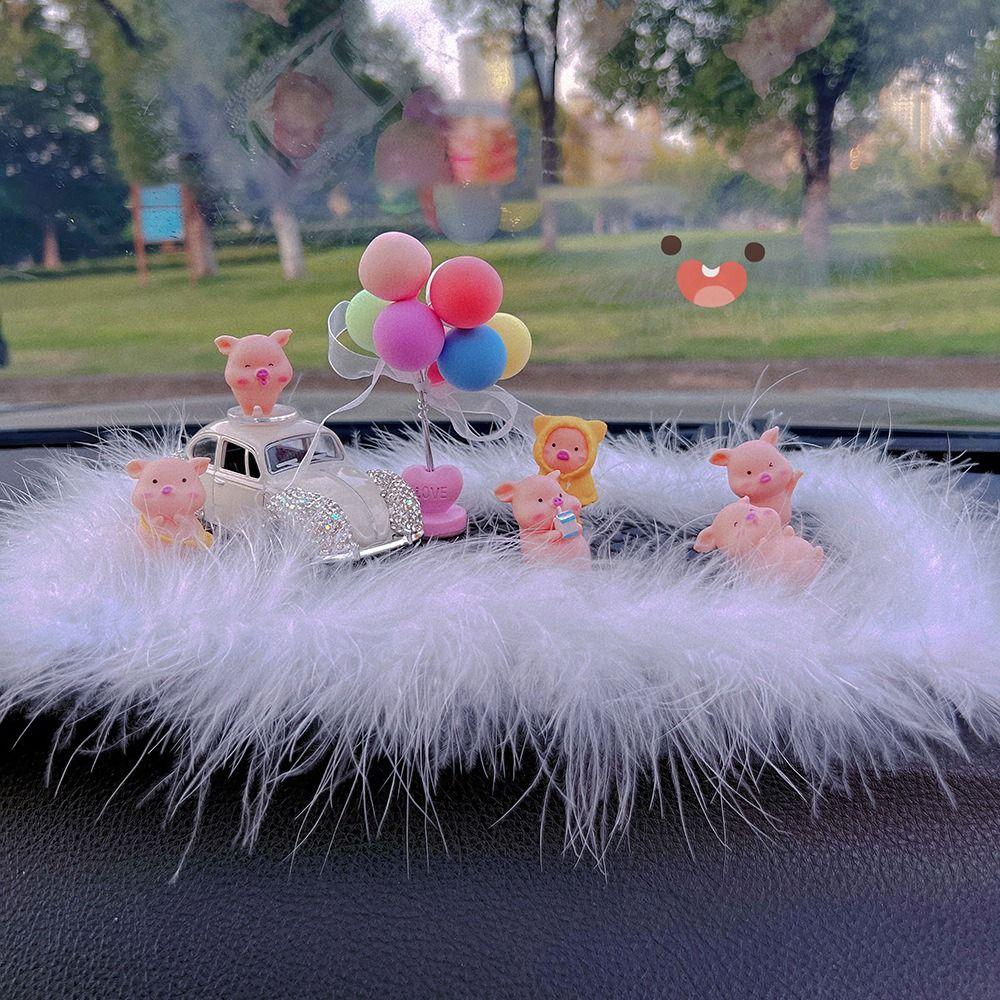 6Pcs Mini Piggy Car Dashboard Toys Dolls Figures Home Car Decoration For Auto Accessories Cartoon Pig Cute Car Ornaments Gifts