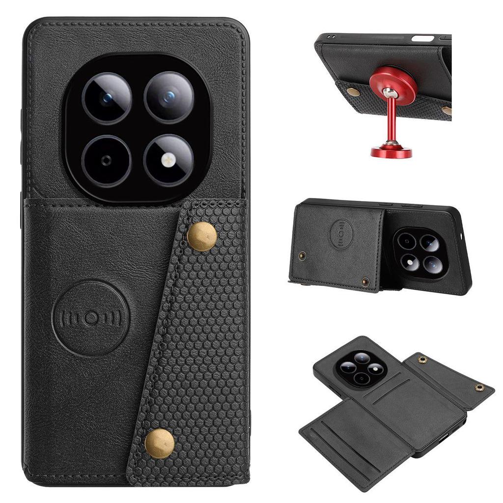 Кошелек-чехол из ПУ-кожи для Xiaomi Redmi Note 15 5G, POCO M8, с несколькими отделениями для карт, двойной металлической кнопкой, противоударный, полнотелый защитный чехол