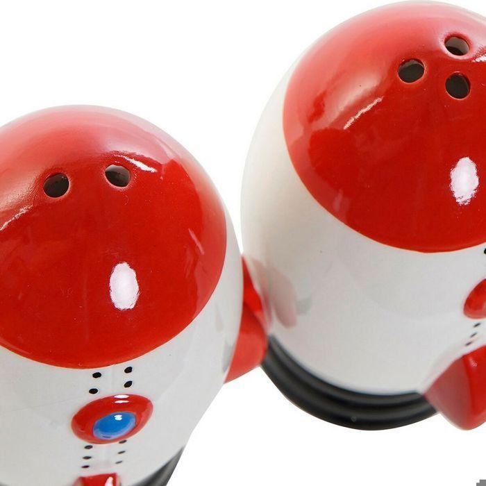 Salt Shaker - DKD HOME DECOR - Dolomite - White/Red - 6.5x7x9 Cm - Set of 2 Pieces