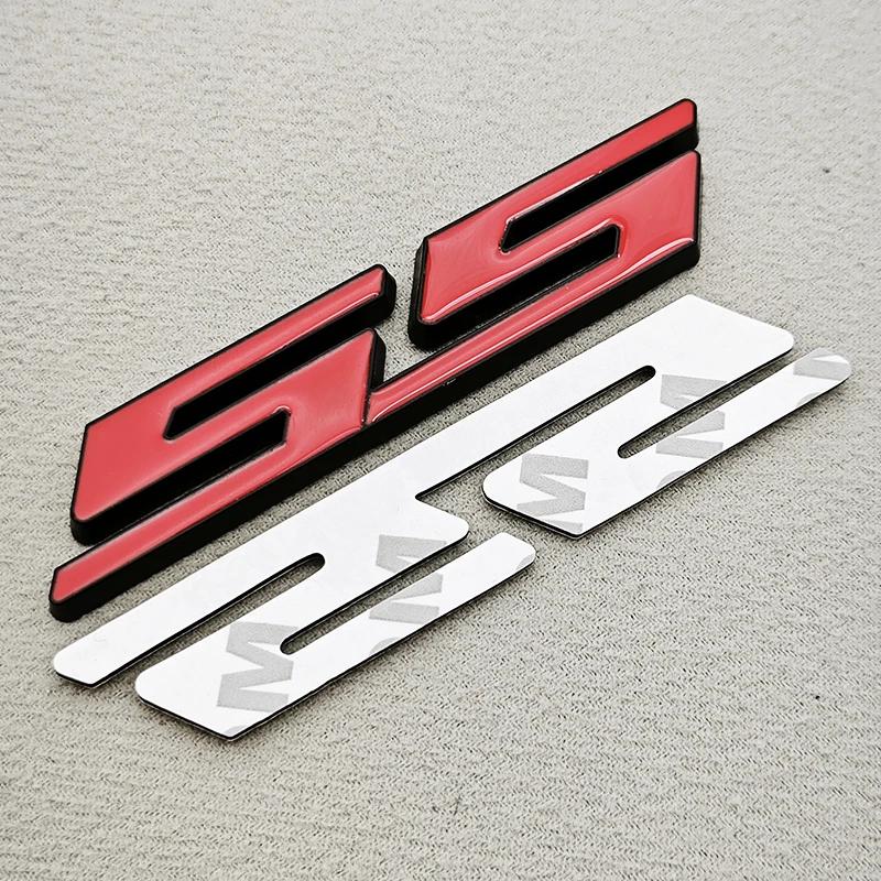 BODCA1 3D Metal Car Styling Red Black Logo SS Sticker Emblem Rear Trunk Badge For Chevrolet Camaro Chevelle Impala Malibu Accessories