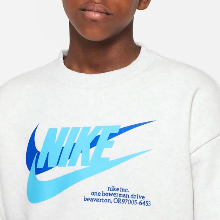 Nike Спортивная флисовая толстовка с круглым вырезом и длинными рукавами Icon Letter Logo Print, детская толстовка цвета березы и серого DX5140-051