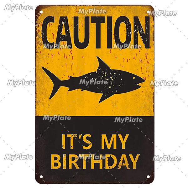 [MaPalte] Винтажный Предупреждающий Металлический Знак Акулы Жестяной Знак Украшение Табличка Домашний Настенный Декор Знак для Бара Домашний Декор Постер Дропшиппинг