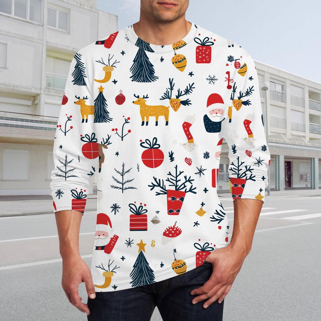 Men's T Shirt O-Neck Clothing Apparel Outdoor Long Sleeve Print Fashion Designer Vintage