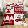 Набор пододеяльников «Счастливого Рождества», Покрывало с красной клеткой «Буффало», Покрывало с клеткой, Рождественская елка, Лось, Олень, Снежинка, Комплекты постельного белья