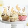 3/5pcs Easter Party Cake Decoration Gold Acrylic Rabbit Carrot Cupcake Toppers Happy Easter Dessert DIY Decor Kids Birthday Gift