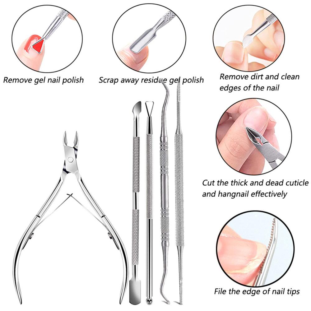 12Pcs Nail Care Kit, Nail File Buffing Block, Cuticle Pusher, Dead Skin Nail Clipper, Brush Accessories Set, Professional Manicure Tools