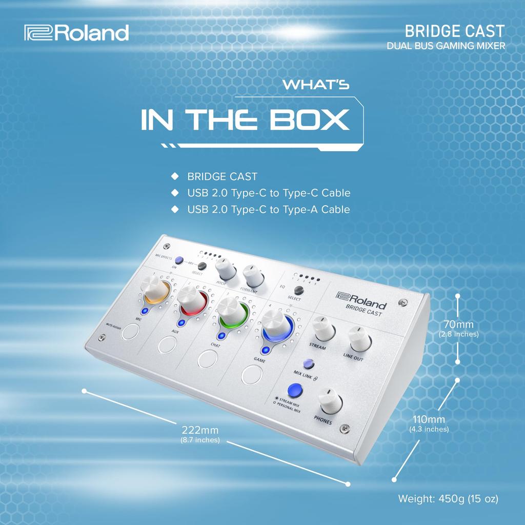 Roland Roland BRIDGE DAC White CAST/Gaming Amplifier/Audio Interface/Distribution/Gaming Mixer/Audio Mixer/Mac/Windows/Bridge Cast/Ice White/Ice
