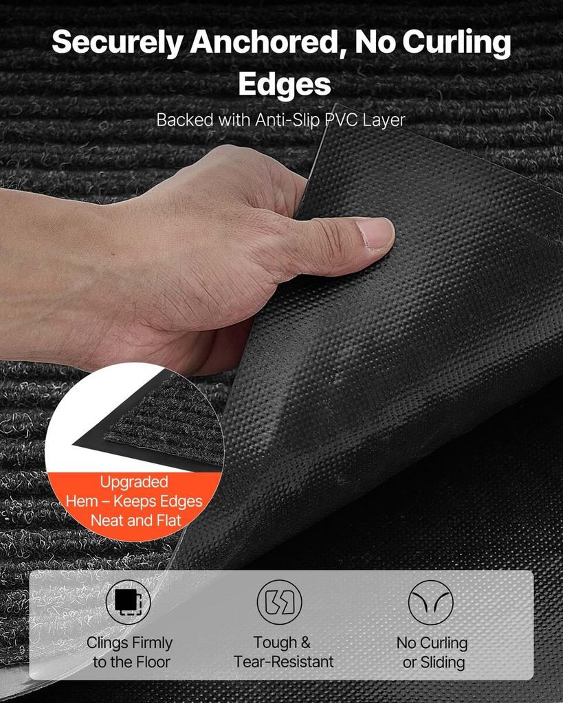 Front Door Mat, 2438 x 1219 mm Commercial Floor Mat for Indoor and Outdoor, Stylish Striped Industrial Carpet with PVC Backing, Heavy Duty Washable