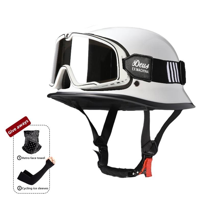 Мотоциклетный шлем для мужчин летом, ретро полушлем Harley для электромобиля, солдатский принц в немецком стиле, круизный автомобиль, на четыре сезона