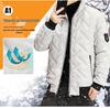 Мужская осенне-зимняя хлопковая куртка в корейском стиле с легким пухом и воротником-стойкой