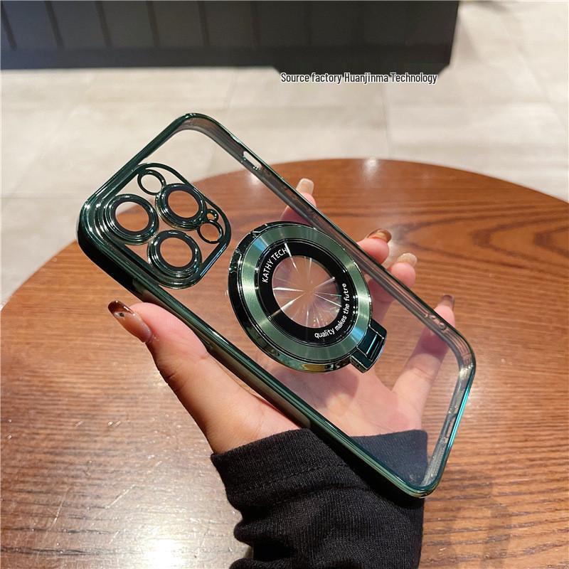 iPhone 17 Pro Max Магнитный Держатель Гальванизированный Прозрачный Защитный Чехол