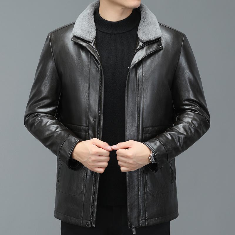 Winter Detachable Liner Mid-Length Sheepskin Middle-Aged Men's Genuine Leather Clothes Casual Thickening Down Jacket Coat