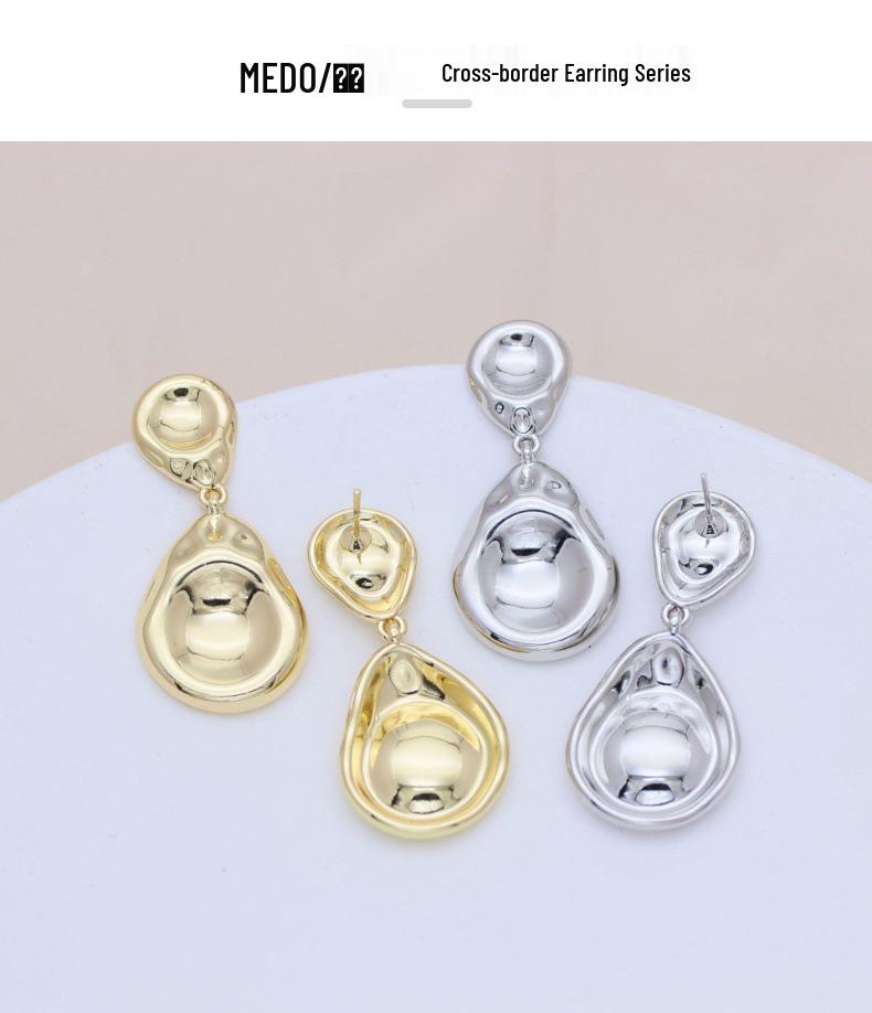 S925 Silver Needle Minimalist Geometric Dangle Earrings - Glossy, Fashionable, Luxurious, Real Gold Color Retention.