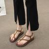 Hot Selling Shoes for Women 2024 New Solid Color One-strap Design Women's Thong Sandals Casual Fashion Gladiator Sandals