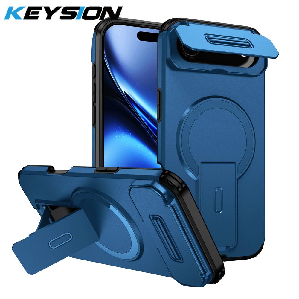 KEYSION Противоударный магнитный чехол для iPhone Air с защитой камеры-слайдера, подставкой и беспроводной зарядкой, чехол для телефона для iPhone 17 Air