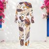 Women Plus Size Round Neck Long Sleeve Halloween Rabbit Printed Top And Cuffed Pants Two Piece Set