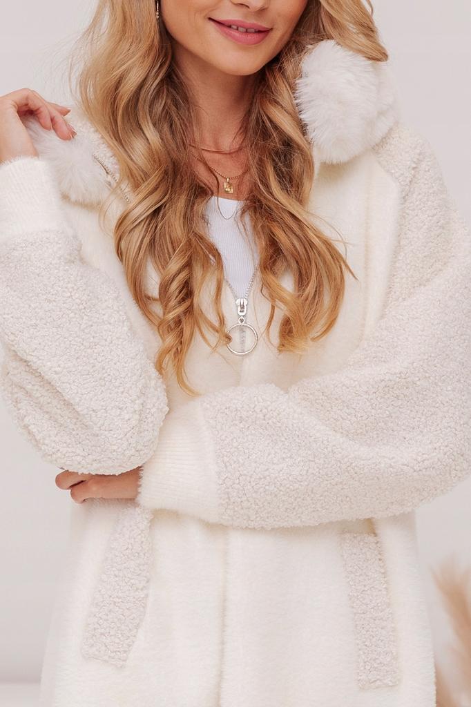 Long Warm Alpaca Sheepskin Wool Coat Warm Alpaca Hooded Bottle Green