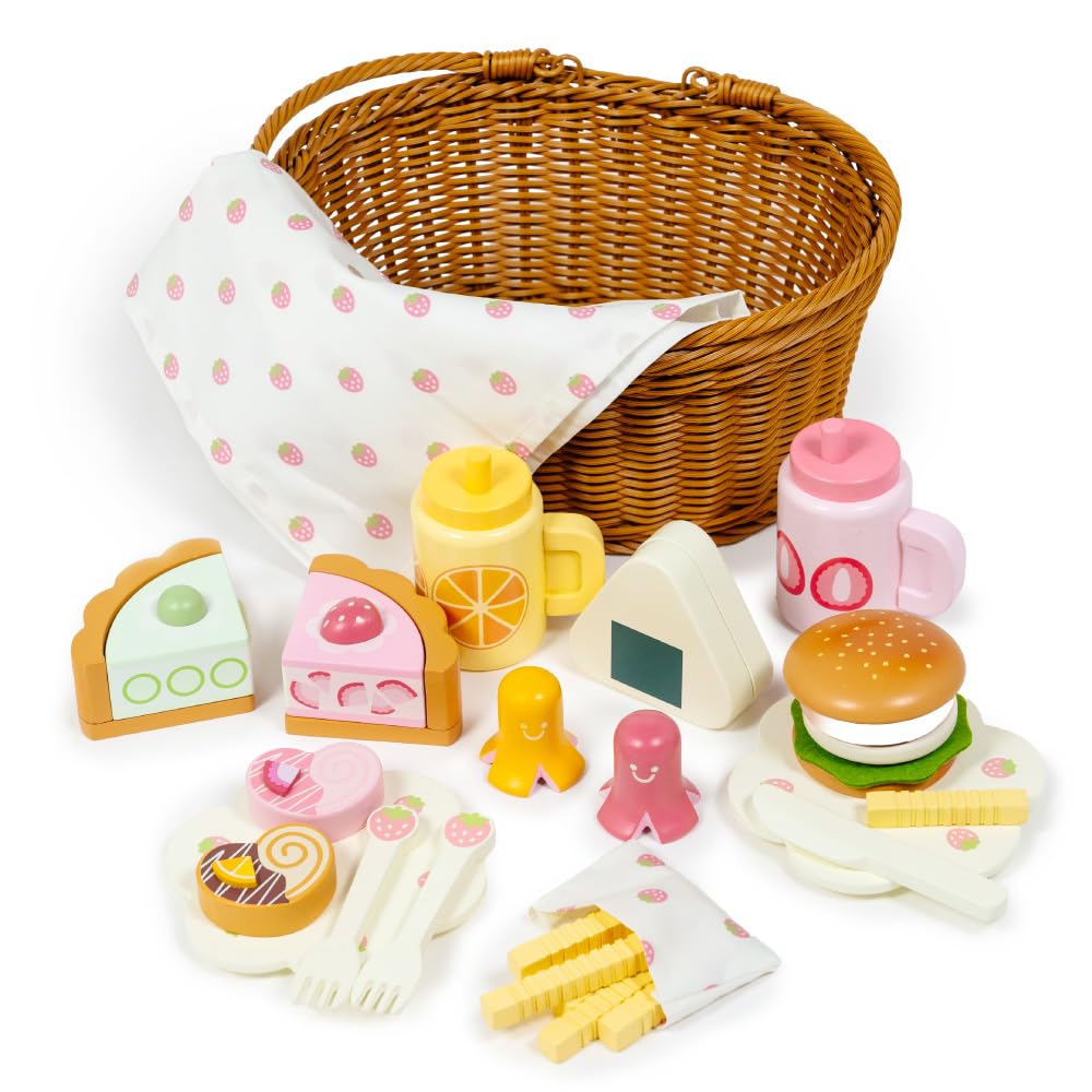 Play House Wooden Mother Garden Picnic Lunch Set with Full of Play House Play House Wooden Picnic Wooden Educational 4 Years 3 Years Birthday