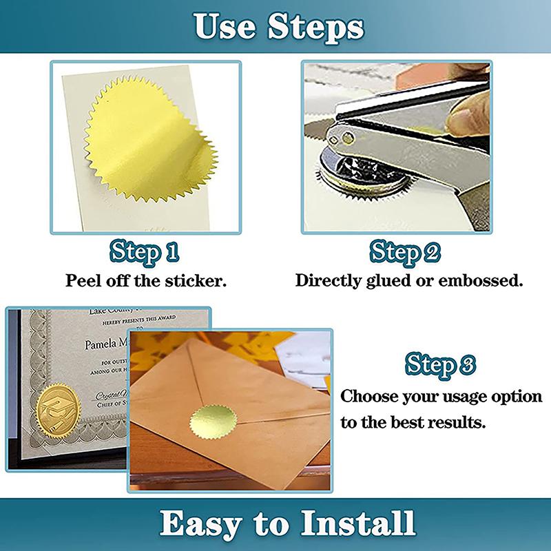 250Pcs/Roll 4.5Cm/1.77In Multi-Color Gear Steel Seal Certificate Gift Box Packaging Embossed Seal Sticker