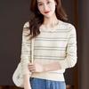 Полосатый вязаный свитер с длинным рукавом, жаккардовый свитер с круглым вырезом, модный универсальный низ и верх пальто на весну и осень