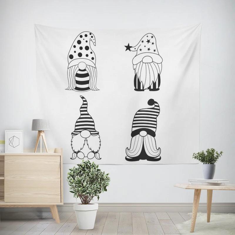Рождественский новогодний узор с изображением гнома-гнома для гостиной и спальни, декоративный гобелен