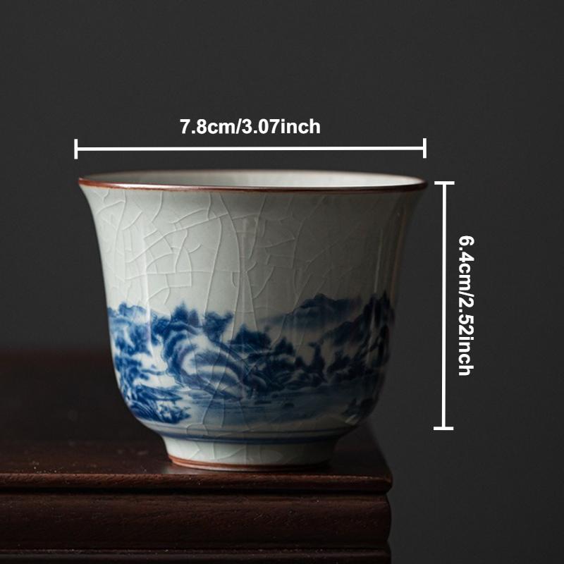 Antique Blue and White Porcelain Teacup Ceramic Master Cup Tea Bowl Mugs Chinese Kung Fu Gongfu Teaware Set Household Drinkware