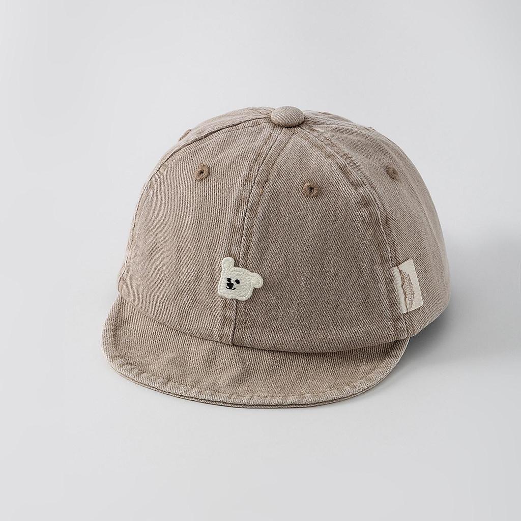Джинсовая кепка-бейсболка для младенцев с утиным клювом и мягким козырьком - Очаровательная панамка с дизайном медвежонка для малышей