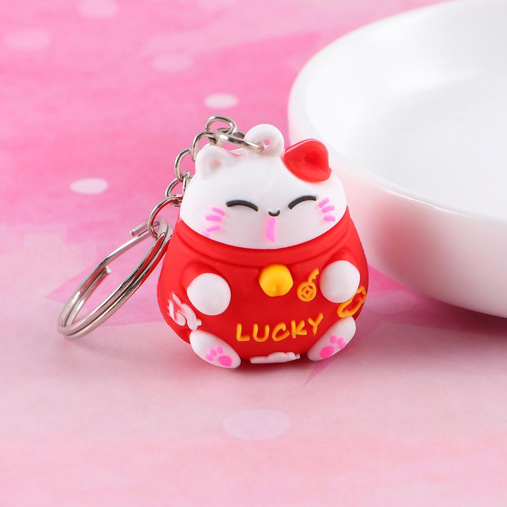 Three-dimensional Phone Accessory Cartoon Key Ring Car Keyring Lucky Cat Keychain Bag Pendant