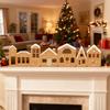 Christmas Village Buildings Cardboard with String Lights LED Lighted Gingerbread House Christmas Decor for Home Decor Holiday