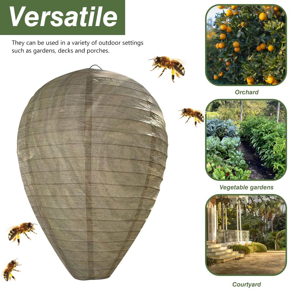 1-5PCS Wasp Nest Decoy Hornets Deterrents Non-Toxic Fake Nest Bee Decoy Beehive Lanterns Hanging Patio Garden Repellent Trap