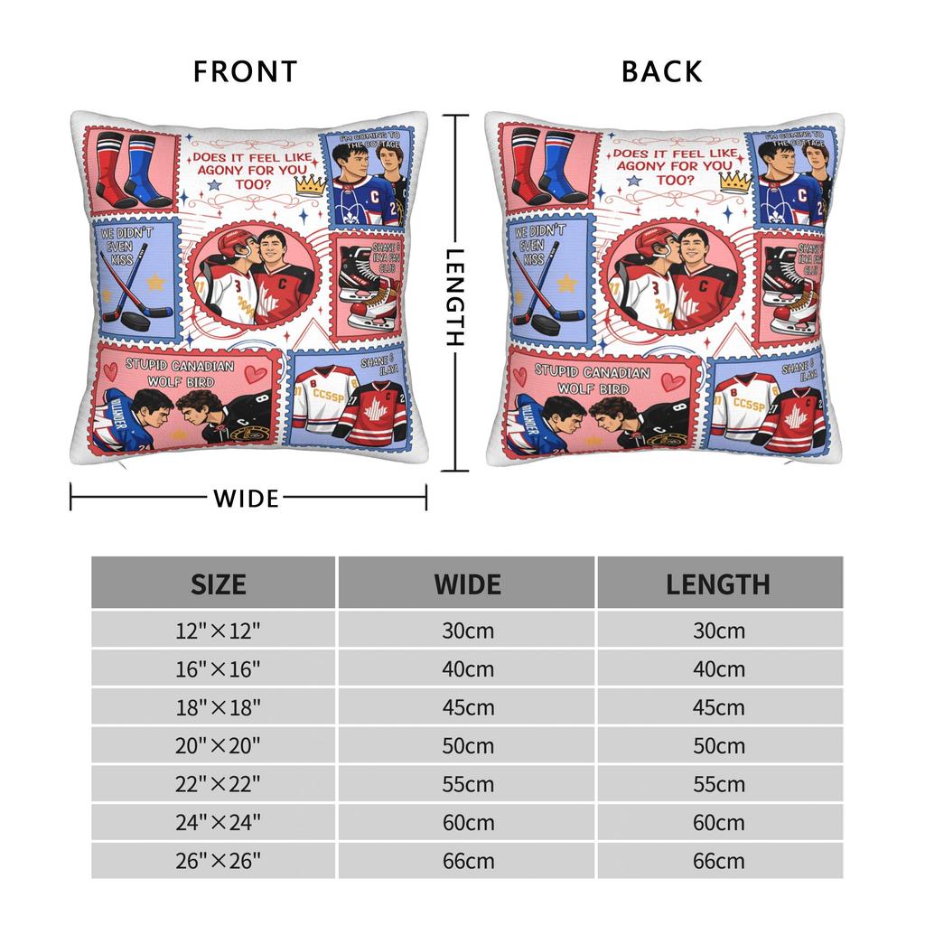 Heated Rivalry Square Pillow Covers Polyester Bed Car Hockey Romance Cushion Cover Cool Home Decoration Throw Pillow Case 45*45