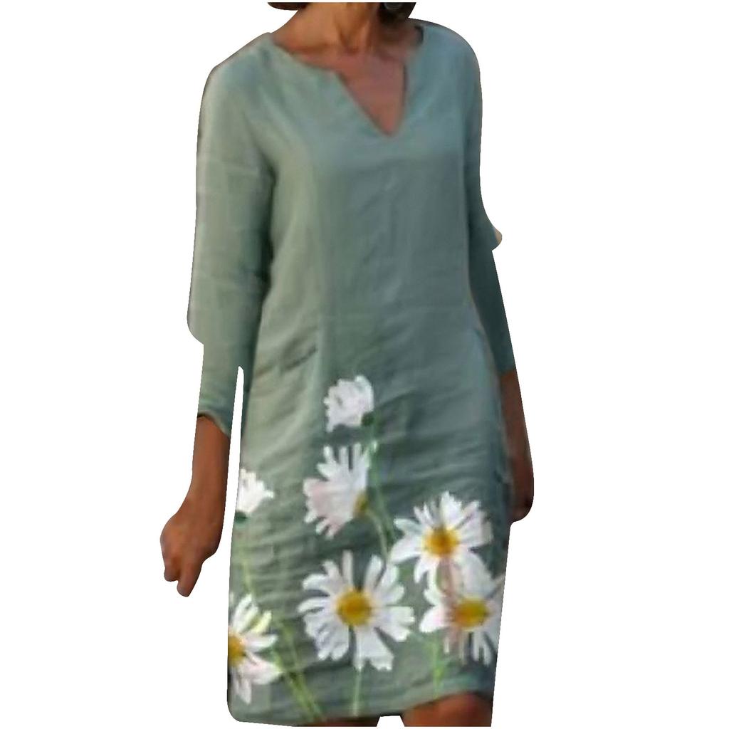 Женское платье с коротким рукавом, V-образным вырезом, повседневное, горячее, для отпуска, с принтом