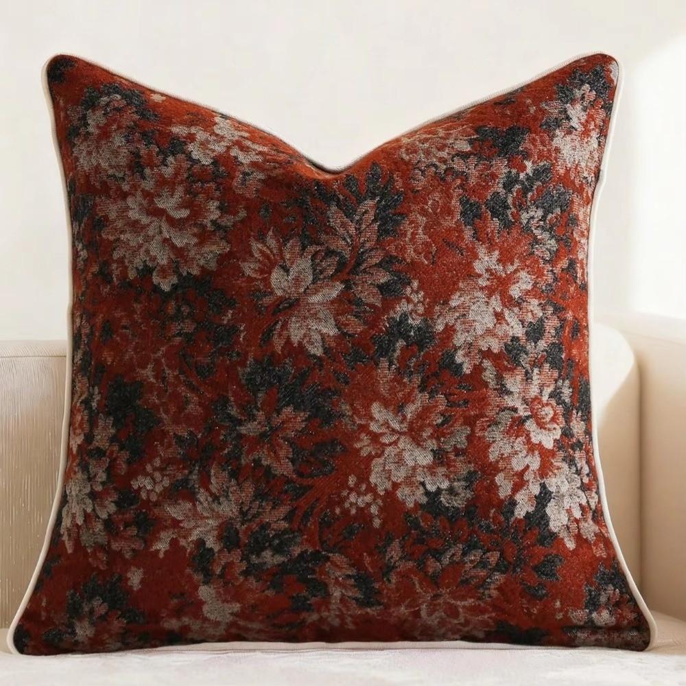 Jacquard Weave Floral Throw Pillowcase Yarn-Dyed Accent Couch Pillow Home Farmhouse Style