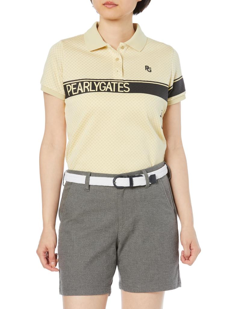 PEARLY GATES Women's Short Sleeve Polo Shirt (Lame Jacquard) / Golf / 055-4160400 040_Champagne 0 [S]