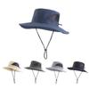 New Men Summer Bucket Fishing Hat Outdoor UV Protection Wide Brim Panama Safari Hunting Hiking Hats Mesh Beach Fisherman Caps