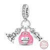 S925 Silver Pumpkin Cat Playing Card Graduation Bear Ring Seahorse 3mm Charms Beads Design DIY Fine Jewelry