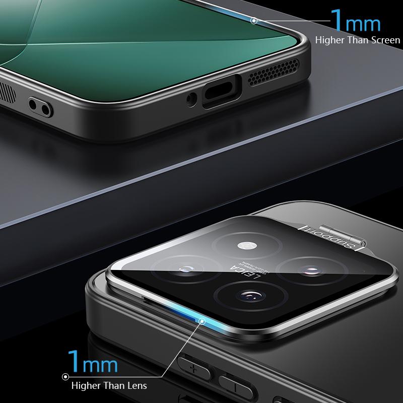 Для Xiaomi 14 матовые чехлы для сотовых телефонов PC+TPU чехол с рамкой объектива подставка