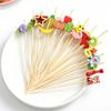100pcs Disposable Fruit Stick Creative Art Bamboo Stick Cocktail Dessert Burger Decor Disposable Toothpick Home Store Supplies