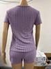 Летний комплект пижамы из футболки с V-образным вырезом и шорт в европейском и американском стиле для женщин