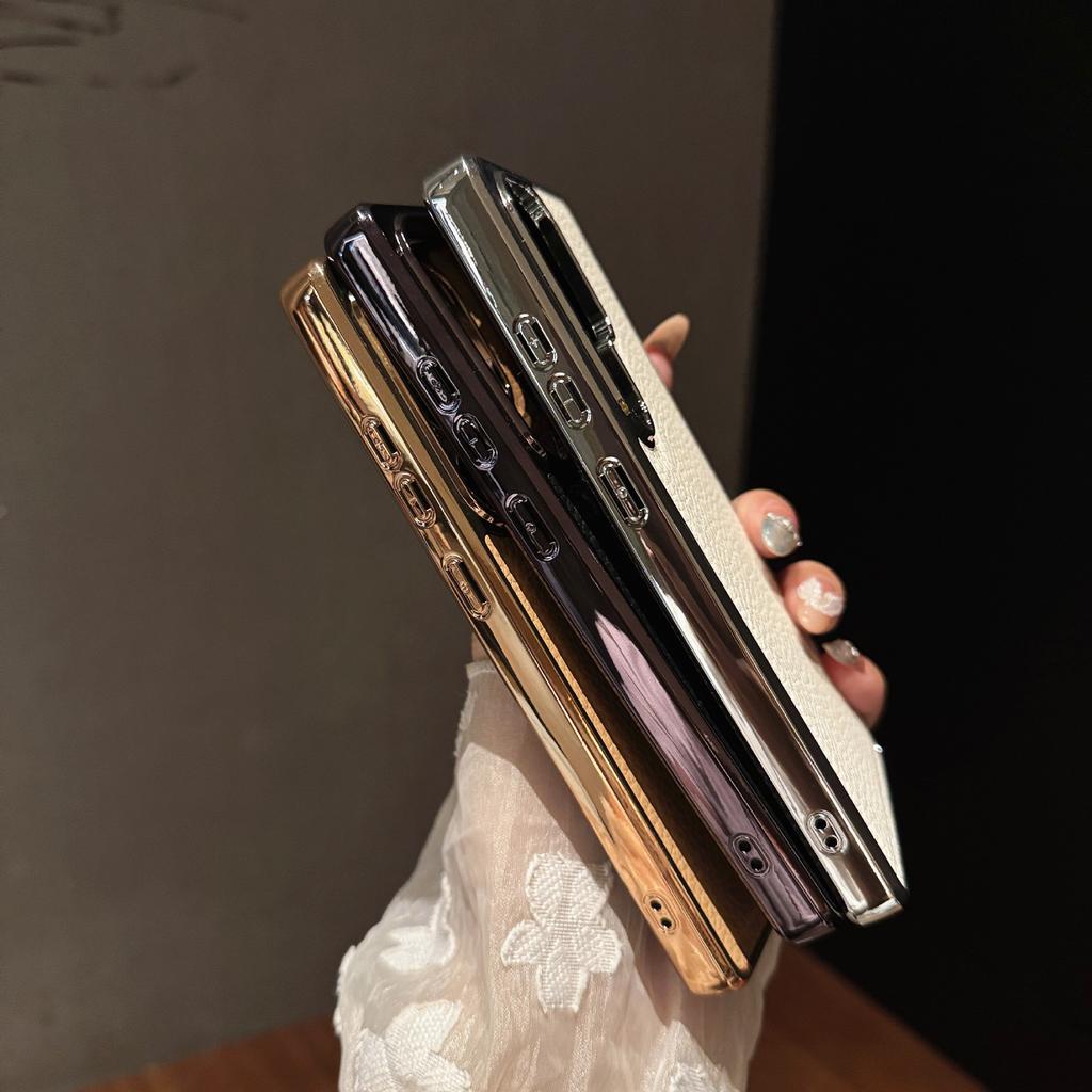 Large Hole Litchi Pattern for Samsung S25EDGE Mobile Phone Case Electroplating S24ultra Two-in-one Protective Cover