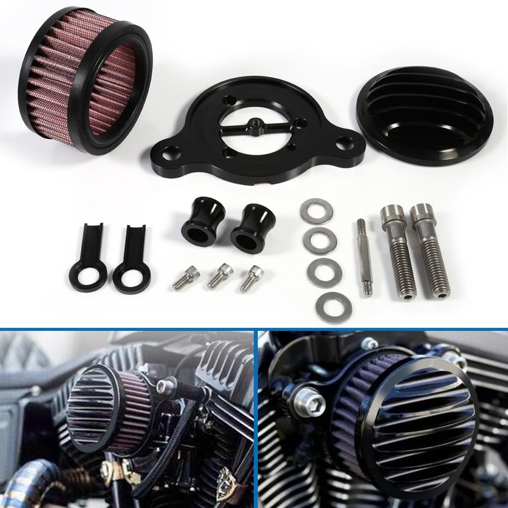 Air Cleaner Intake Filter System Kit For XL883 XL1200 2004‑2015 Black