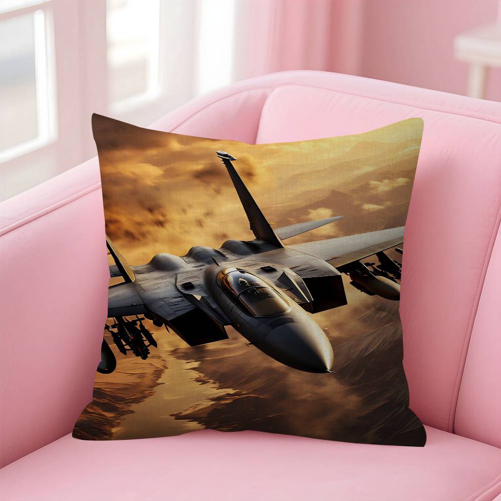 MMilitary Aircraft Fighter Enthusiasts Stitch Lucky Dragon Pillow Cover Sofa Cushion Cover Home Room Decoration Children Gift