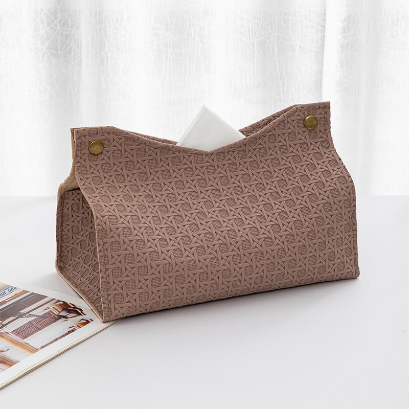 Чехол для коробки с салфетками из искусственной кожи ручной работы из ротанга в скандинавском стиле для гостиной, кухни, рабочего стола, держателя для салфеток, коробки для хранения, домашнего декора