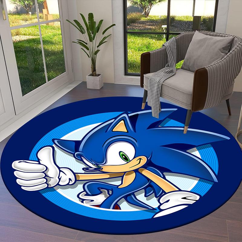 1pc Sonic the Hedgehog Round carpet, Made of Polyester,Perfect for Decorating Office Chairs, Living Rooms fplt081